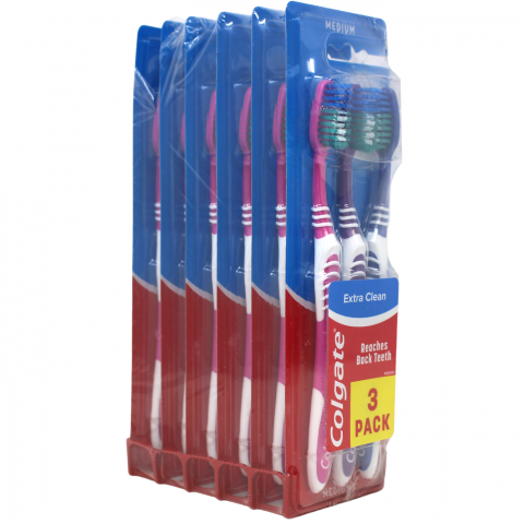 COLGATE T/B MEDIUM 3CT EXTRA CLEAN/6