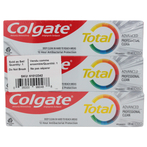 COLGATE T/P 3X120ML TOTAL ADVANCED PRO CLEAN (B) /12