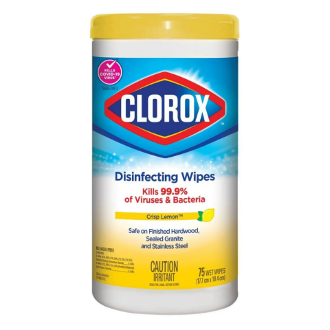 CLOROX 75CT DISINFECTING WIPES CRISP LEMON (B)/R12