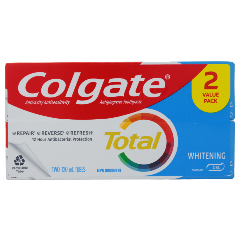 COLGATE T/P 2X120ML TOTAL WHITENING (B) /12