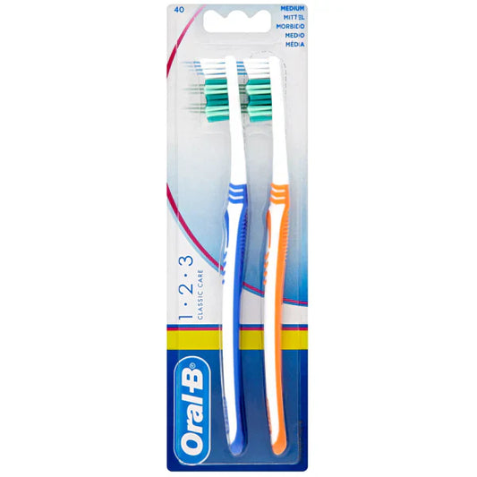 ORAL-B T/B MEDIUM 2PK 123 CLASSIC CARE/72