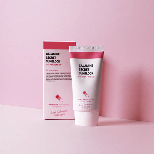 Calamine Secret Sunblock with pink tone-up