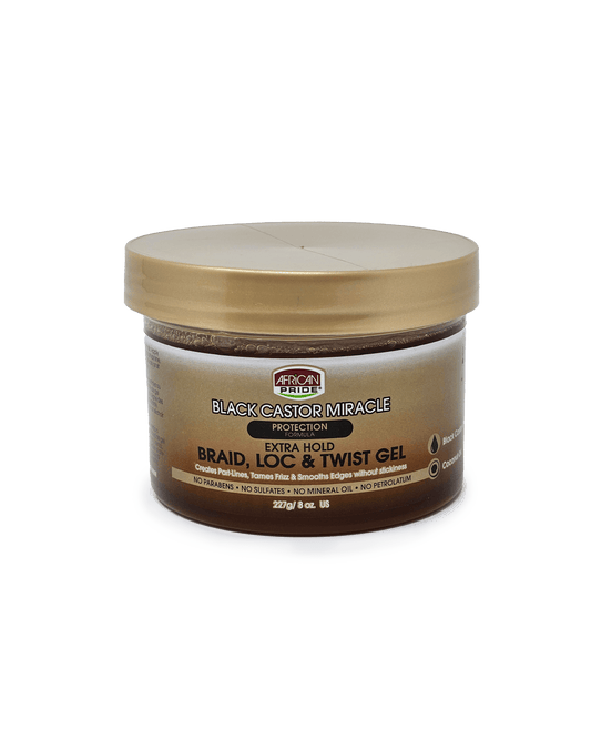AFRICAN PRIDE Black Castor Miracle Braid Loc & Twist Gel (8oz)